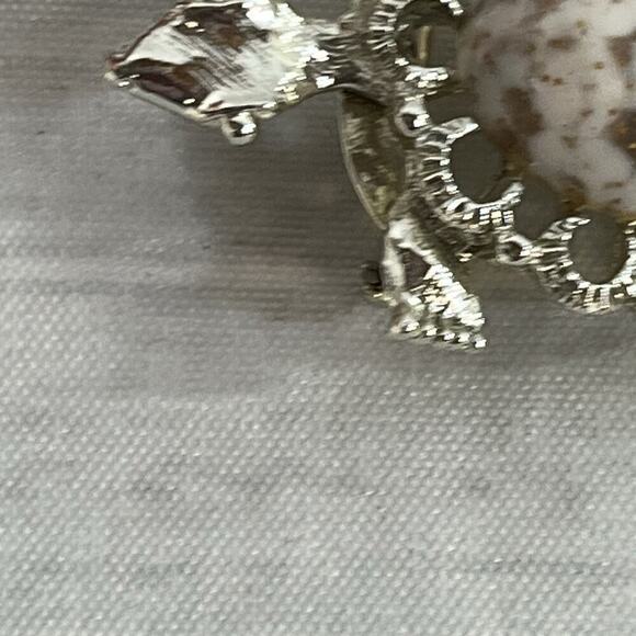 Vintage Gerrys Turtle Art Glass Cabochon Brooch Pin Marble Brown Gold 2.25" - Picture 8 of 16